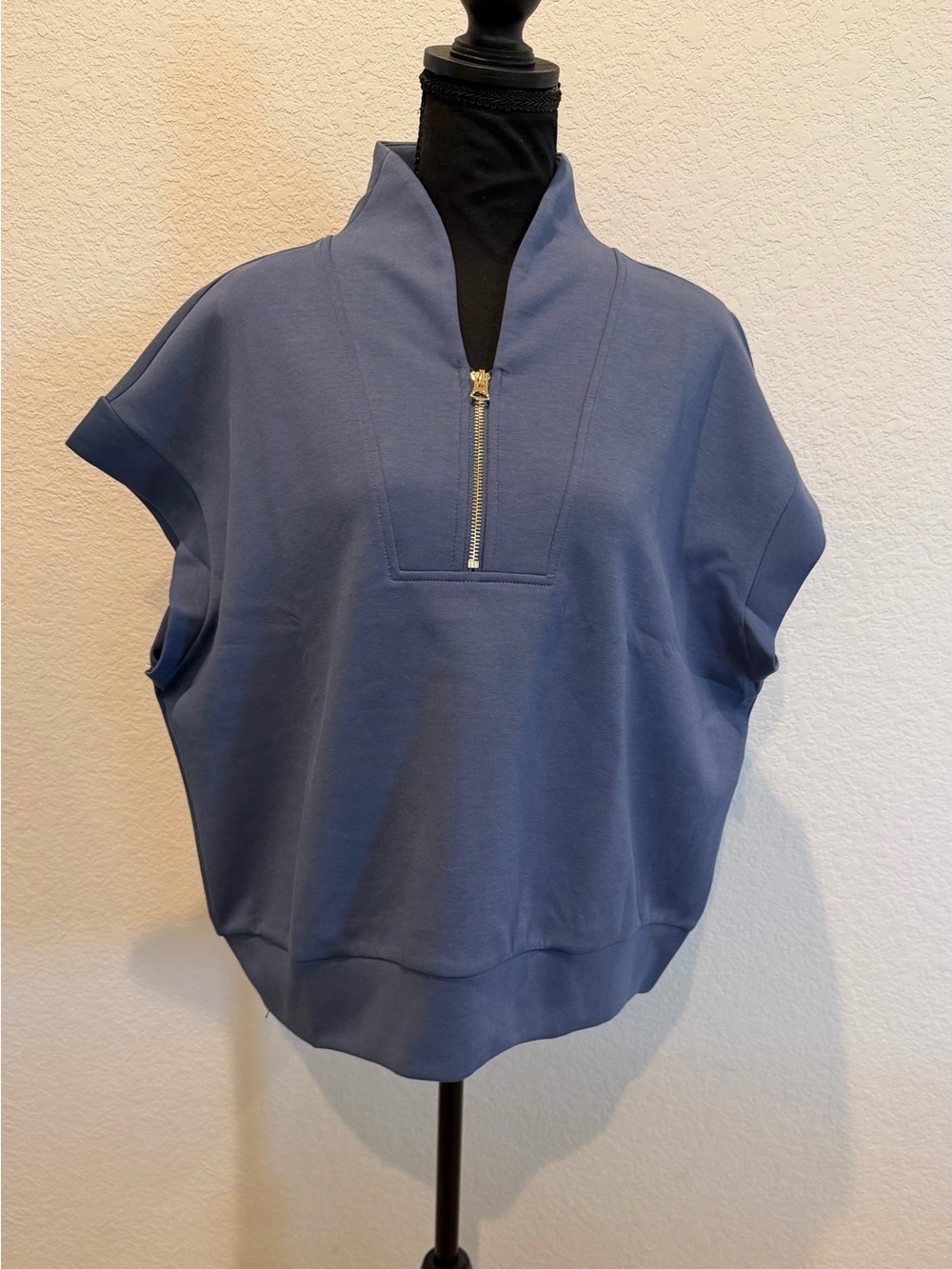 BUCKETLIST Slate Blue Short-Sleeve Half-Zip Sweatshirt